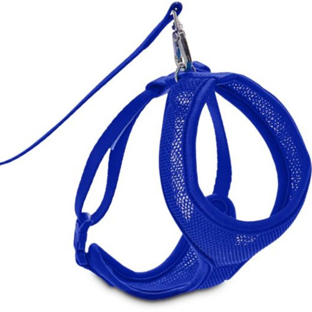 Blue mesh cat harness and leash